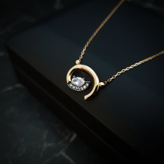 18K Real Gold Forged Whirlpool Necklace, Gold forged, High Quality Gold, Best Gift For Her, Birthday Gift, Valentine Gift, Anniversary Gift
