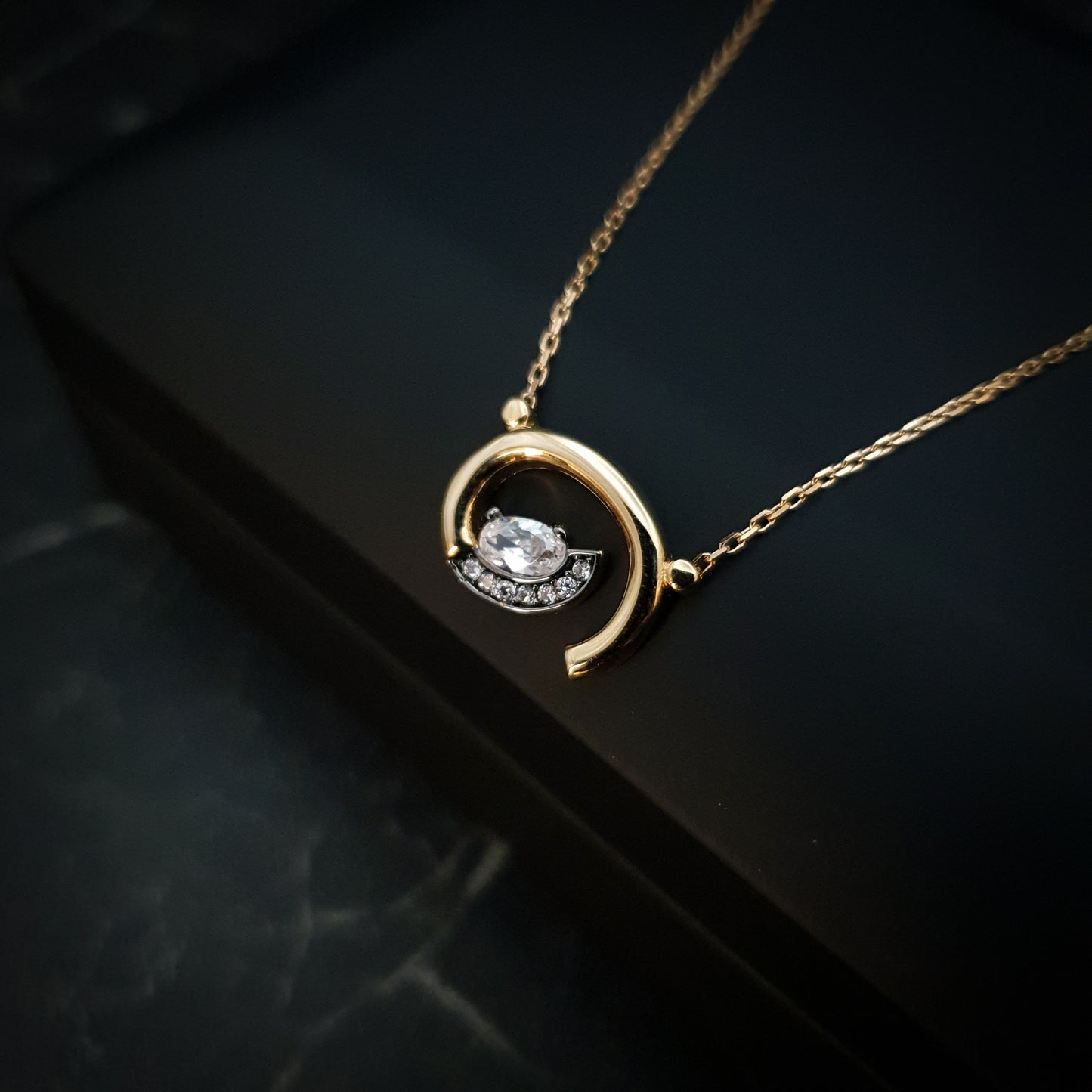 18K Real Gold Forged Whirlpool Necklace, Gold forged, High Quality Gold, Best Gift For Her, Birthday Gift, Valentine Gift, Anniversary Gift