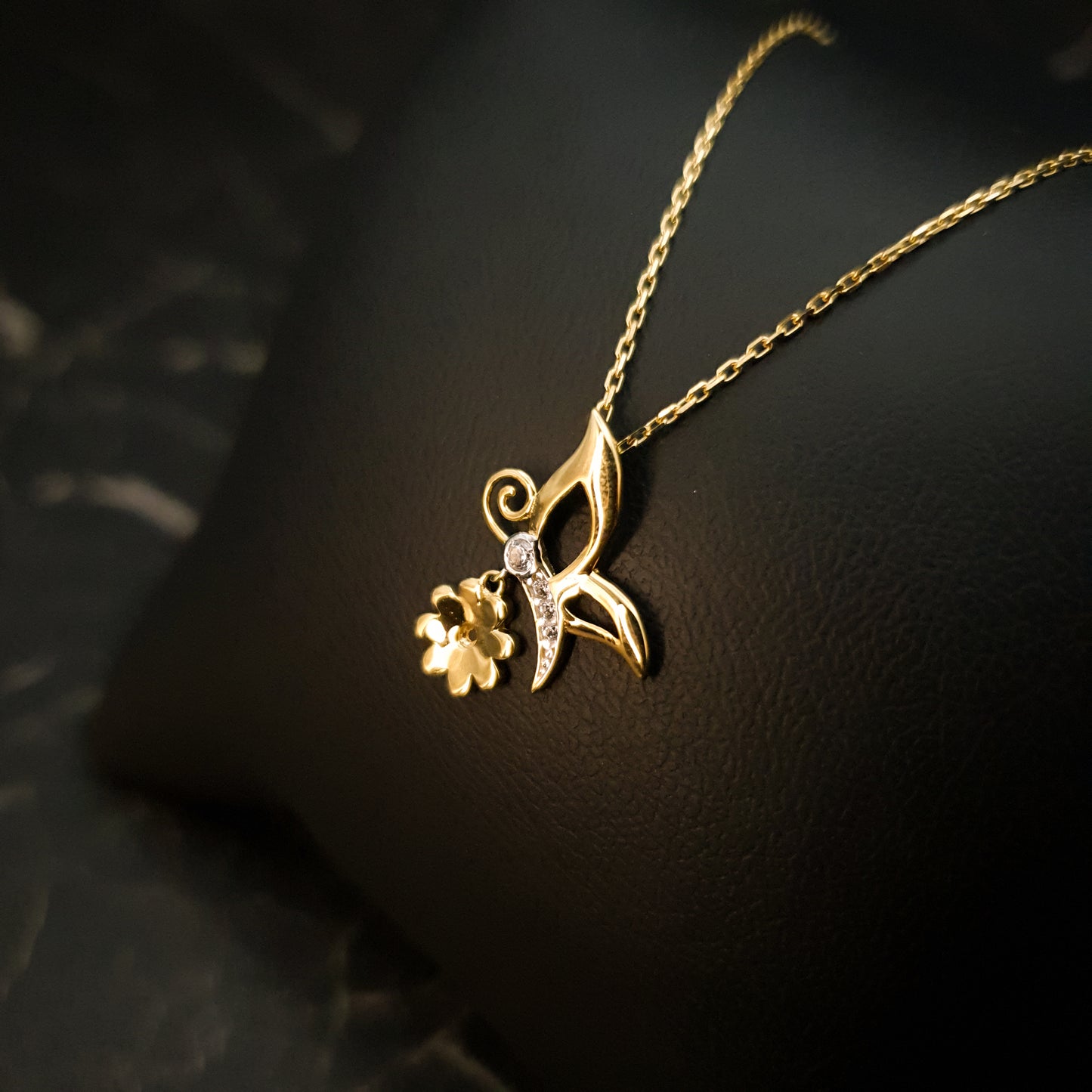 18K Real Gold Butterfly & Flower Necklace, Butterfly Necklace, Flower Necklace, Best Gift For Her, Birthday Gift, High Quality Gold,