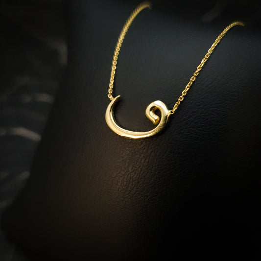 18K Real Gold Vav Letter Necklace, V Letter in Persian, Vav Letter Pendant, V letter in Persian & Arabic, Best gift for her, Birthday gift,