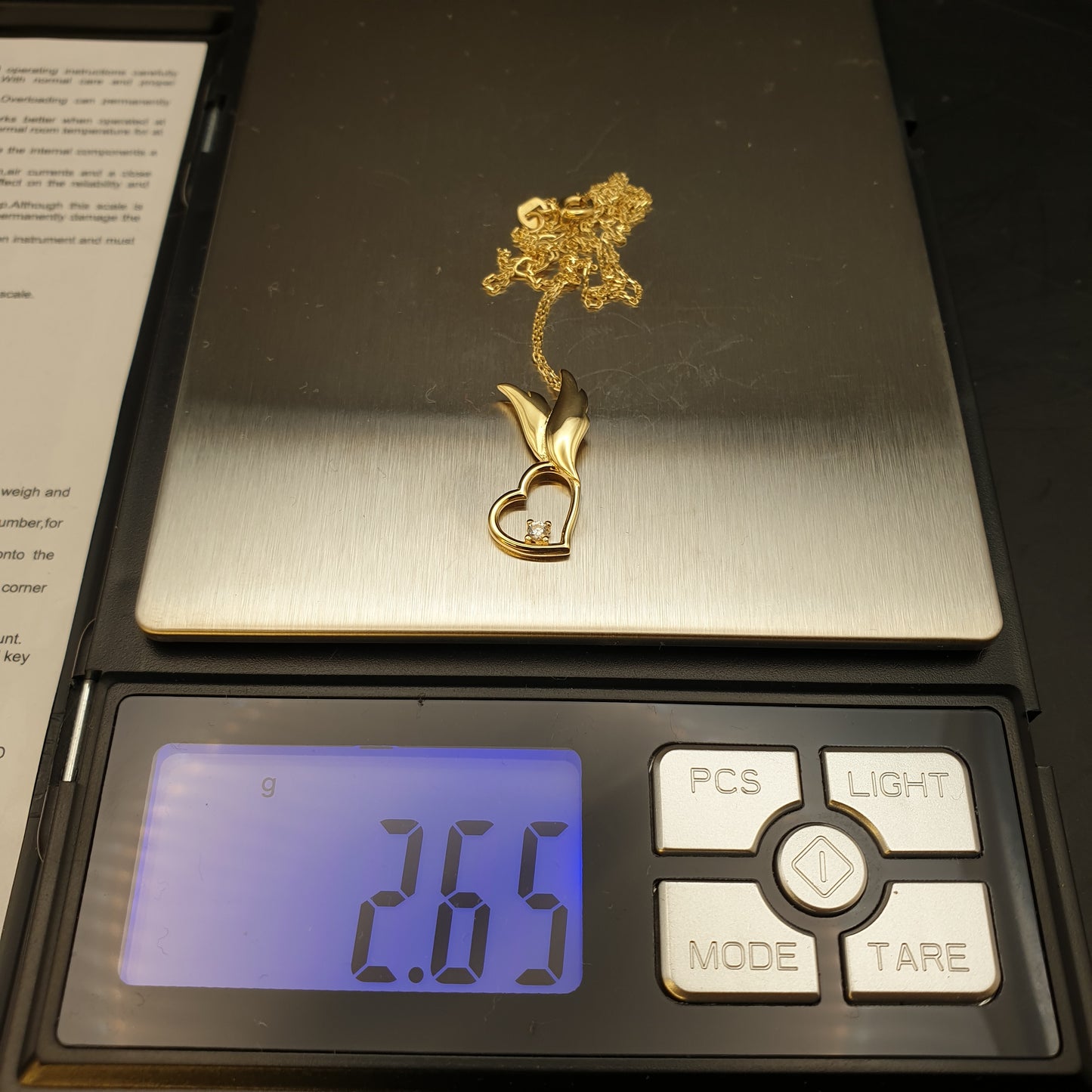 18K Real Gold Winged Heart Necklace with diamond, Winged Heart Pendant, Charm Necklace, Best Gift for Her, Gold Heart with Wings,